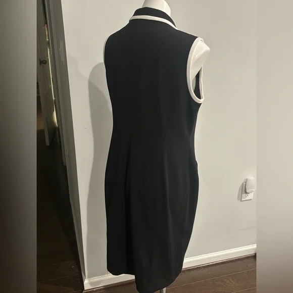 Calvin Klein Black Midi Dress with White Trim - Picture 6 of 8